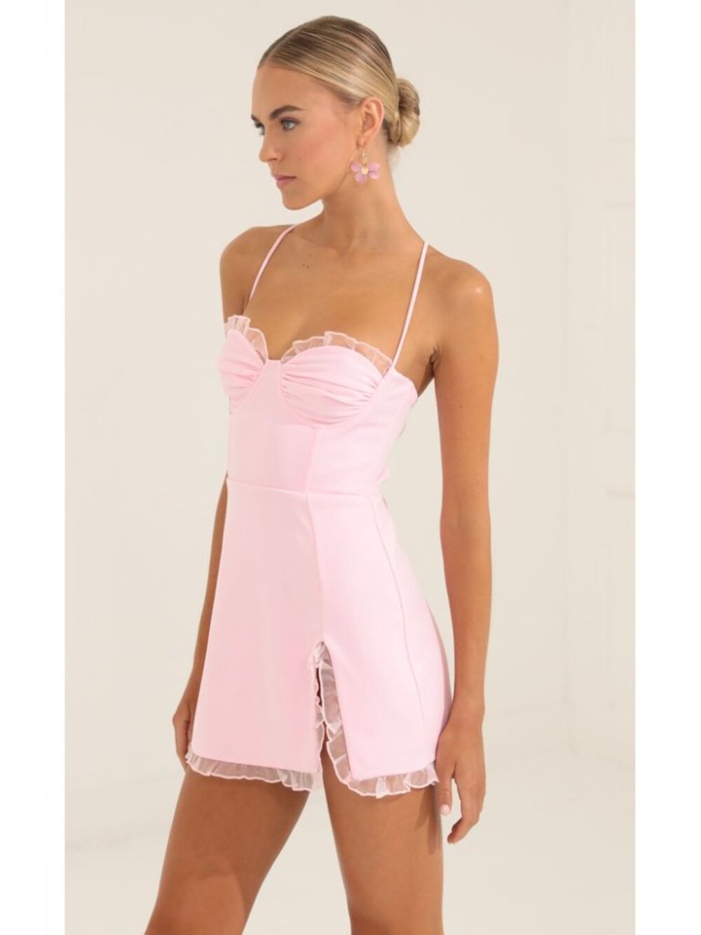 Pink Corset Ruffle Mini Dress - Picture 2 of 5